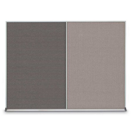 United Visual Products Triple Door Radius Corkboard, 72"X36", G UV8005-GOLD-CLOUD